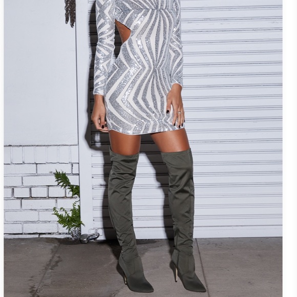 Olive Over the Knee Boots - Picture 2 of 7